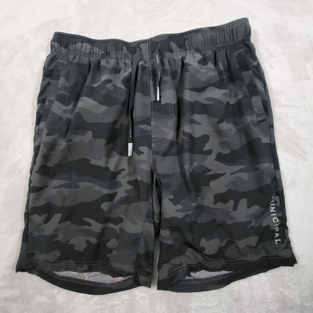 Municipal Sport Utility Shorts Mens Medium Black Night Camo Athleisure Gym Run